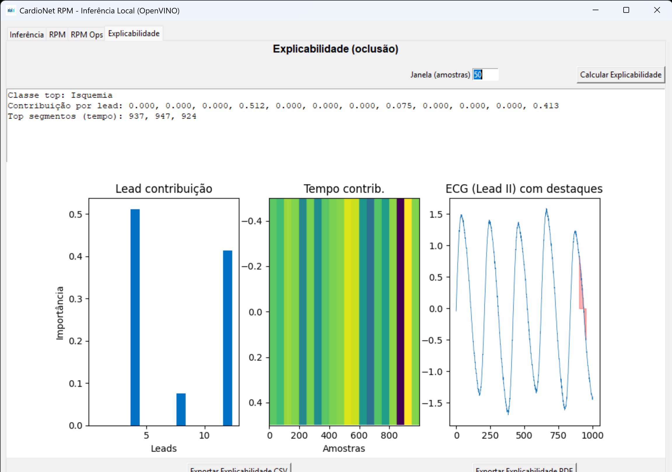 Tela de explicabilidade (oclusão)
